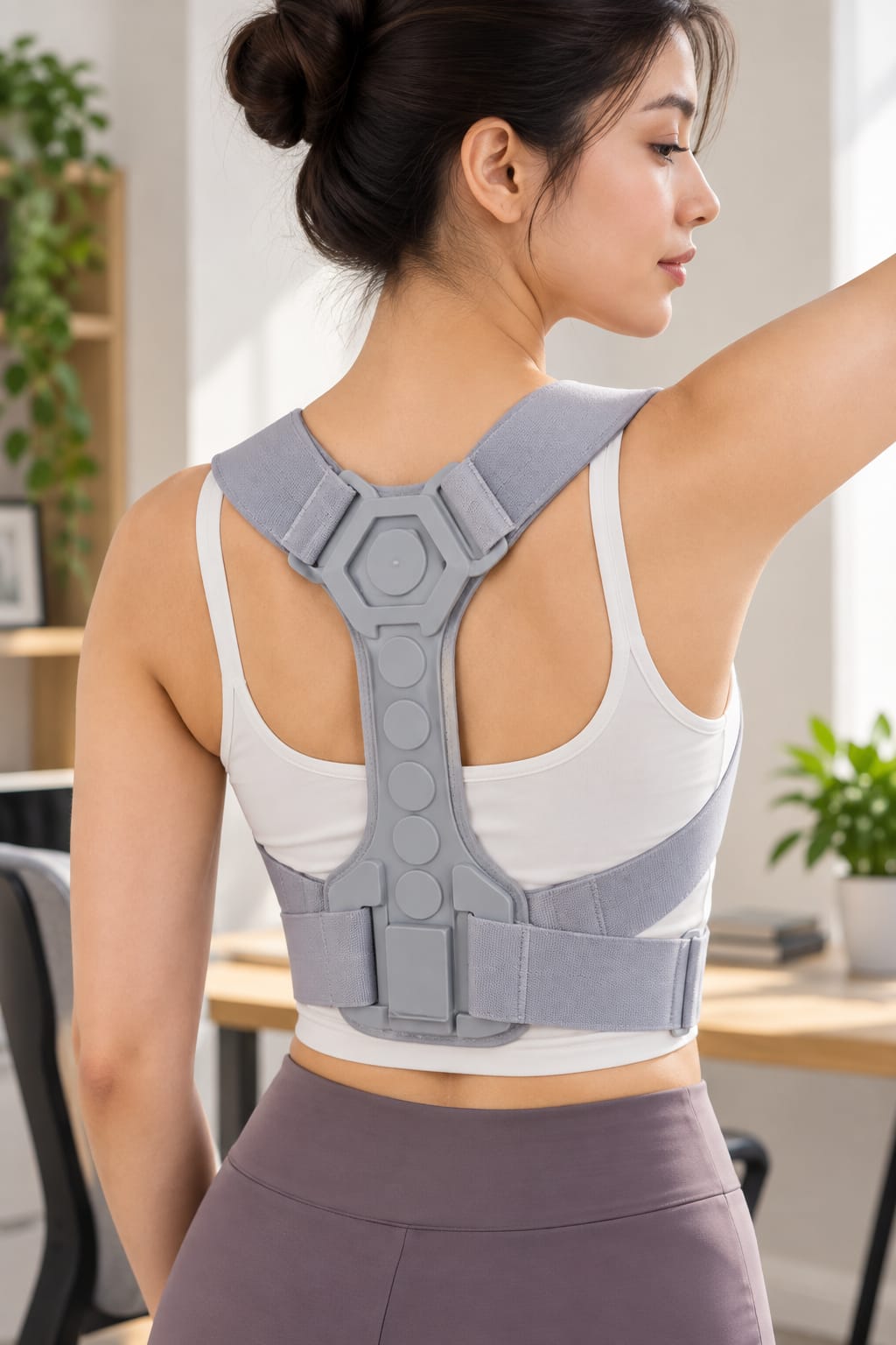 women wearing posture corrector bel for upper back support